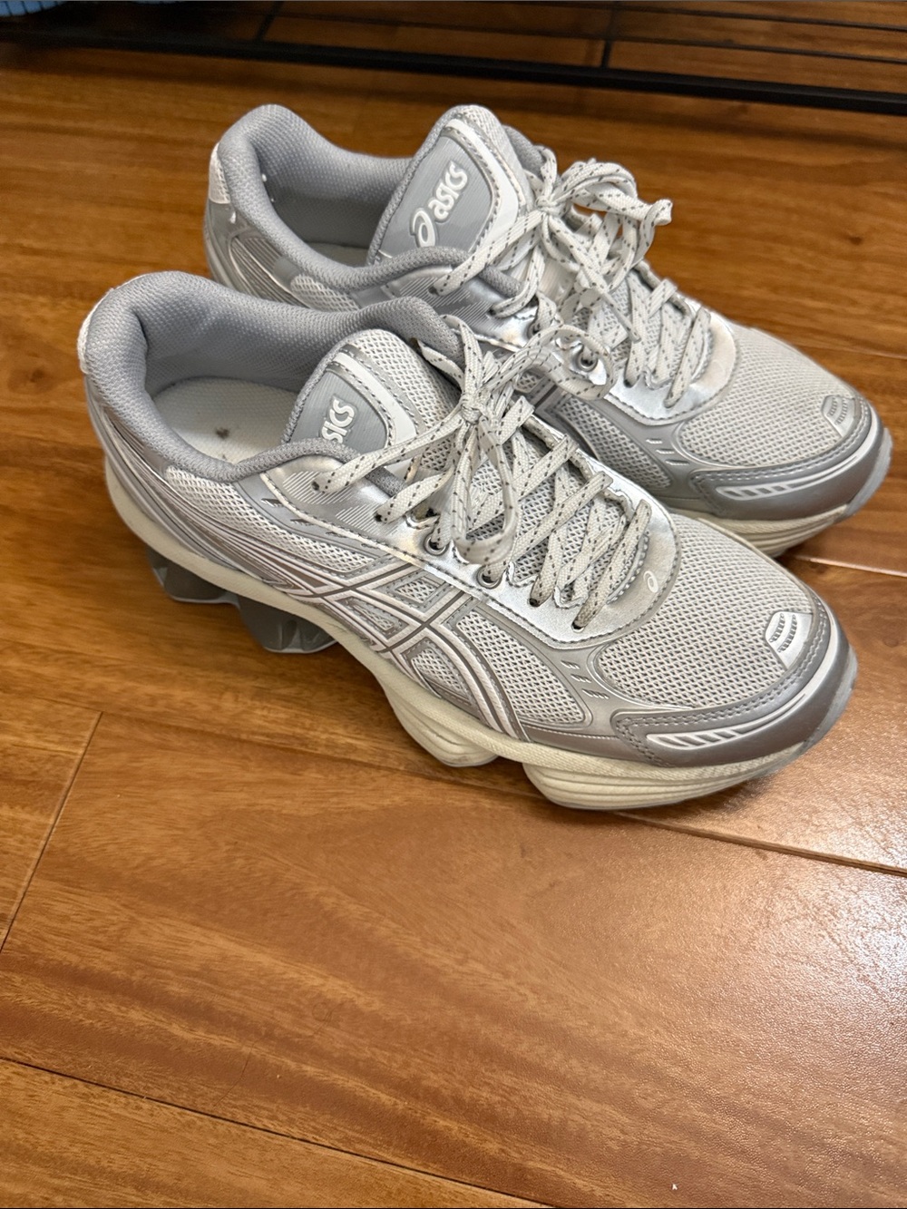 ASICS Silver Women's Mesh Lace-Up Sneakers